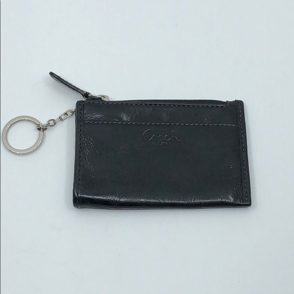 Coach Black Patent Leather Wallet Keychain